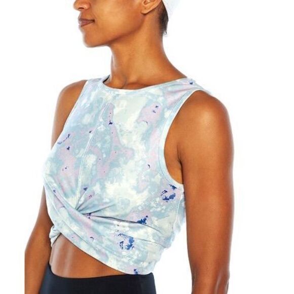 Wildfox‎ | Blue & Pink Watercolor Tie-Dye Twist-Front Crop Tank Small New - Picture 13 of 13